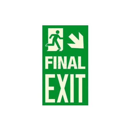 American Permalight Photoluminescent Final Exit "Man Right/Arrow Down Right" NYC Mea-Listed Aluminum Sign 86-60437F